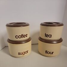 Vintage Sterilite Canister Set Brown Flour Sugar Coffee Tea  picture