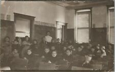 Students Sitting In Their Desks Boy Girls Velox 1907-1914 RPPC Vintage Post Card picture