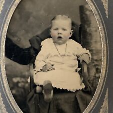 Antique Tintype Photograph Adorable Baby Hidden Mother Arm Reaching Spooky picture