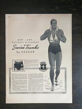 Vintage 1937 Men's Swim Trunks Swimsuit by Vassar Full Page Original Ad 622 picture