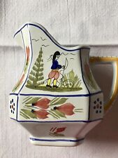 Henriot Quimper France Hand Painted Small Creamer Syrup Pitcher 4.5” - Vintage  picture