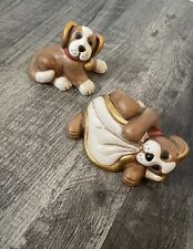 Vintage Thun Bolzano Italian Ceramic Dogs Puppies Lot Of Two Figurines picture
