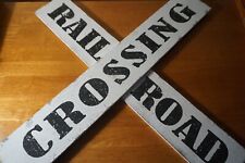 Vintage Style Rustic Wood Railroad Crossing Sign Model Train Engine Room Decor picture