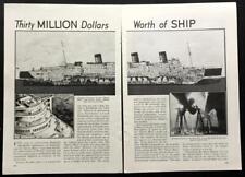 RMS Queen Mary pre-launch OCEAN LINER 1936 vintage pictorial picture