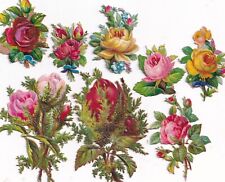 Wonderful 1800's Victorian Die Cut Scrap Lot -Mix of Roses -Up to 2.5 inches picture