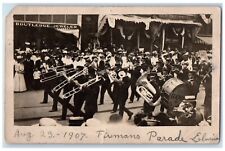 1907 Fireman's Parade Marching Band Jewelry Store Elmira NY RPPC Photo Postcard picture