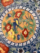 Vintage  Kutani Porcelain Plate Blue Bird Red Yellow Orange Flowers 10.25” picture