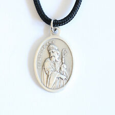 St Patrick Pendant Black Paracord Medal Necklace Catholic Mercy Saint picture
