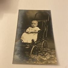 VINTAGE 1900’s REAL PHOTO POSTCARD BABY IN STROLLER  picture