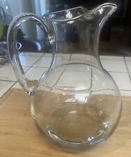 Stunning Vintage Heavy Glass Serving Pitcher With Ice Lip picture