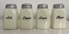 McKee Roman Arch Milk/Depression Glass Shakers Salt/Pepper/Sugar/Flour VG Cond picture
