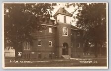 Postcard RPPC Photo Illinois Windsor High School - Small Town Pop 1,060 Unposted picture