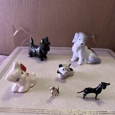 Lot Of 6 Vintage Antique Dog Figures Metal Porcelain Wood Japan Collectibles picture