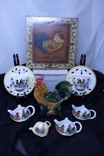 Rooster chicken ceramic vintage lot of 8 good condition picture