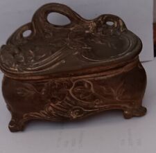 Vtg Estate Item  Jewelry Metal Trinket Box, gold-colored picture