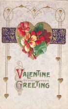 Vtg Postcard c 1910s Valentine Greeting - Emboosed & Gilded - Unused picture