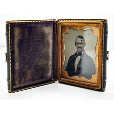 Rare Antique Vintage Male Metal Daguerreotype Leather Case 3