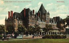 Vintage Postcard Place Viger Hotel In Railway Station Landmarks Montreal Canada picture