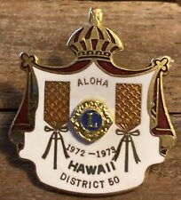 VINTAGE 1972 1973 HAWAIIAN COAT OF ARMS LIONS CLUB METAL HAWAII PIN picture