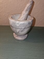 Vintage 1960's White Italian Marble Mortar & Pestle-Very Good picture