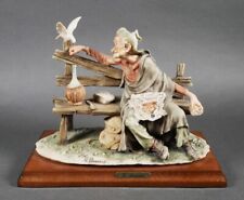 VINTAGE Tramp Feeding Dove - Old Man With Bird Capodimonte, G. Armani Figurine picture