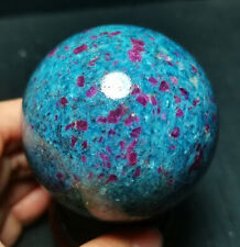 Rare 463G Natural Red-Blue-Green Crystal And Ruby Symbiotic Crystal Ball  WD1247 picture