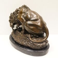 Art Deco Style Statue Sculpture Lion Wildlife Art Nouveau Style Bronze Signed picture