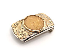 14K Gold & Sterling Silver Belt Buckle with 1893 $10 Gold Coin picture