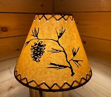Rustic Oiled Craft Lamp Shade with Pine Cone Design - 12