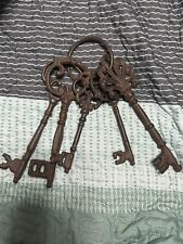 Cast Iron Decorative Oversize 5 Key Ring Set Large Old Victorian Look Skeleton picture