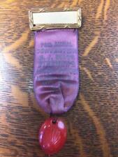 Vintage 1953 NJ State Firemen's Assn Member Ribbon Pin Celluloid Red Helmet Hat picture