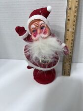 Vintage Santa Claus Flocked Figure on Base Christmas Decor picture