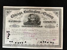 1893 Chicago Burlington and Quincy Railroad Company Stock Certificate picture