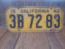 Vintage 1940 CALIFORNIA License Plate ORIGINAL picture
