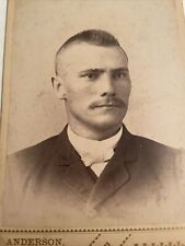 Antique Cabinet Card Photo Mohawk Crew Military Haircut 1890 Mustache Indiana picture