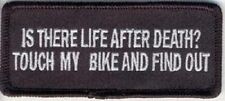 IS THERE LIFE AFTER DEATH - TOUCH MY BIKE AND FIND OUT EMBROIDERED PATCH picture