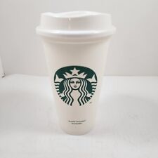 Starbucks 2012 White Reusable Recyclable Cup with Lid 16oz 473mL Classic Style picture