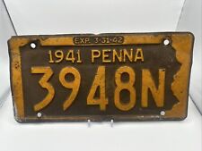 Pennsylvania PA 3948N 1941 License Plate Rustic Vintage picture