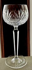 5 - Bohemian Czech Clear Crystal Criss Cross Fans Wine Hock Glasses 7 3/4” Tall picture