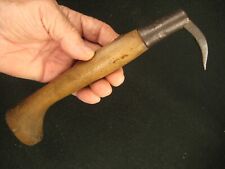 ANTIQUE JAPANESE  TOOL  FORGED  IRON  GAFF WITH HINOKI WOOD HANDLE picture