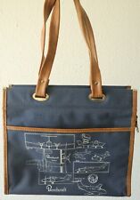 ☑️ 🚨 Textron Beechcraft Handbag, Blue Cloth Leather Handle, Original Covers. picture