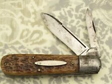 Antique CF WOLFERTZ ALLENTOWN PA Pre-WWII Heavy Jack Knife Bovine Bone Handles picture