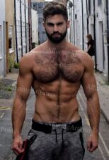 8x10 Male Model Photo Print Muscular Handsome Hairy Shirtless Hunk -AA155 picture