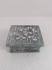 Vintage Incolay Stone Blue Floral Trinket Box 3.25 x 2.75