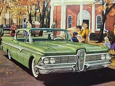 Vintage Print Ad 1959 Edsel Green Sedan Chrome Grill Autumn Scene Twin Headlight picture