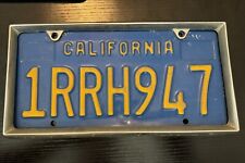 Vintage California Blue & Yellow License Plate w/ metal frame picture