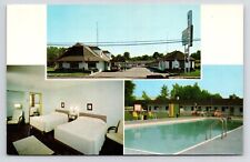 c1950s~Massillon Ohio~Mills Motel~Swimming Pool~Stark County~VTG OH Postcard picture