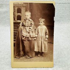 2 Toddler Boys in Dresses Hidden Mother? Cabinet Card picture