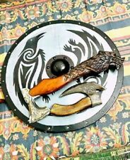 2 PCS CUSTOM HAND MADE PIZZA CUTTER HUNTING VIKING HATCHET TOMAHAWK TACTICAL AXE picture