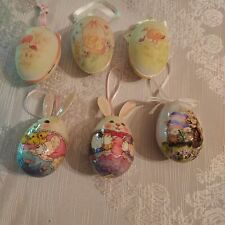 Lot of VTG Easter Egg Bunny Paper Mache Decoupage & Other Hanging Ornaments picture